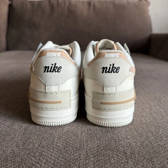 NIKE Women’s Air Force 1 Low Shadow Fossil Sail Light Bone Sneakers - Picture 4 of 7